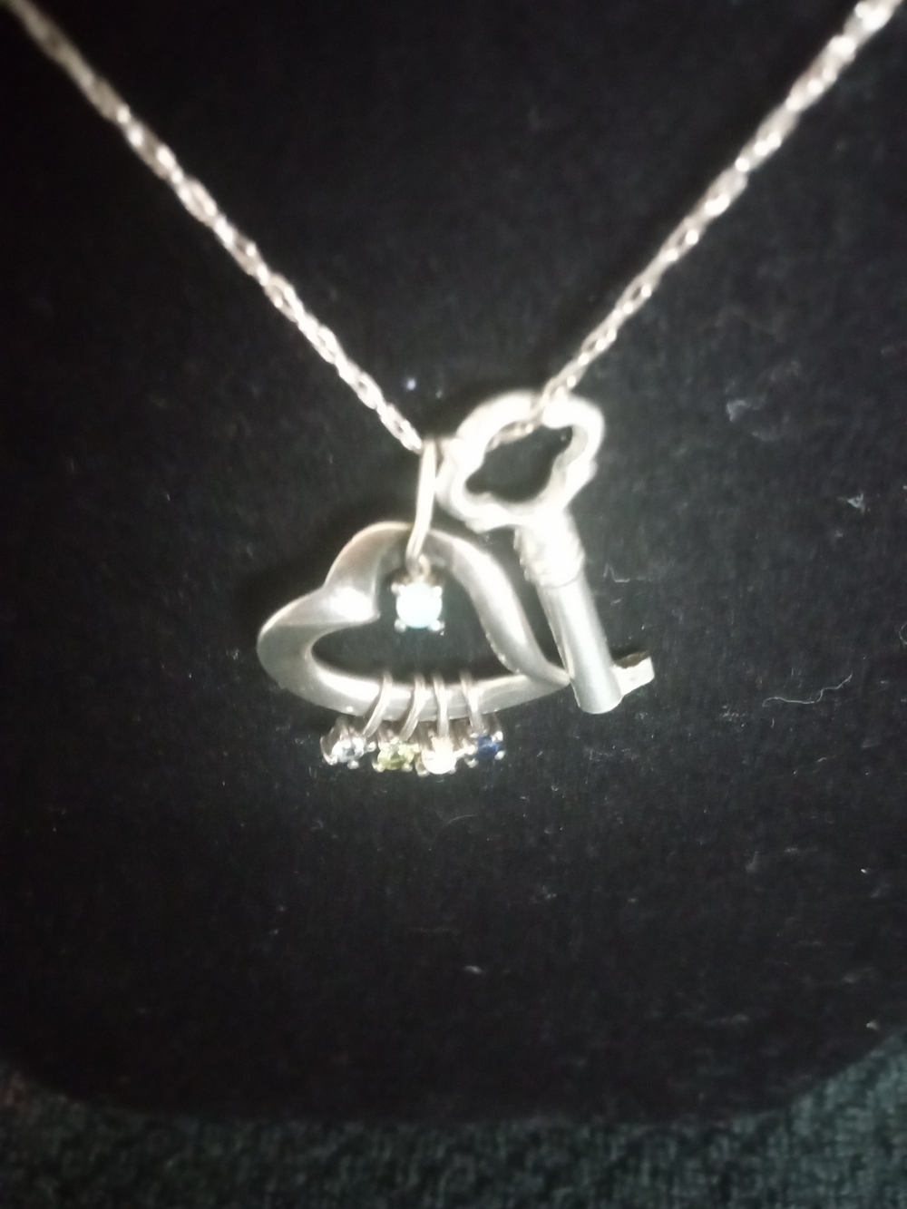 Vintage Lexus Sterling Silver "Mother's Little Gems" Heart And Key Pendant.
